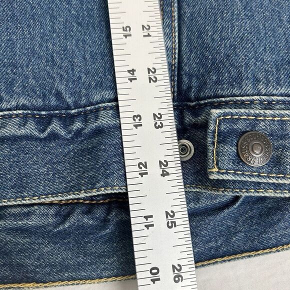 Levi’s Trucker Denim Striped Sherpa Jacket Size Small Mid Wash 576960000 - Picture 8 of 9